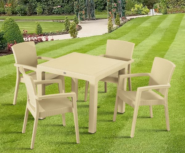 Rattan Görünümlü Plastik Masa Sandalye Takımı Camsız - Görsel 3