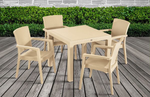 Rattan Görünümlü Plastik Masa Sandalye Takımı Camsız - Görsel 2