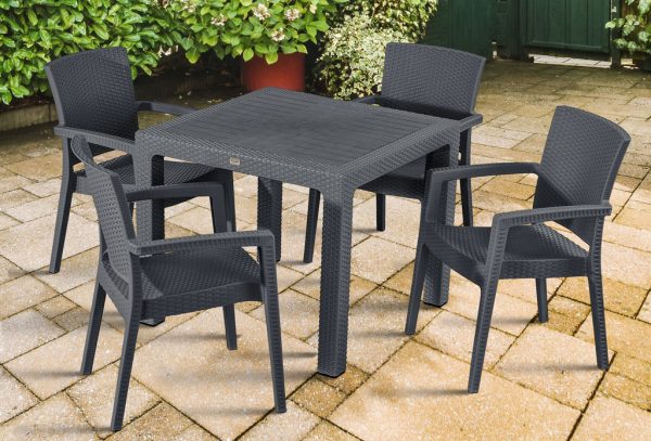 Rattan Görünümlü Plastik Masa Sandalye Takımı Camsız